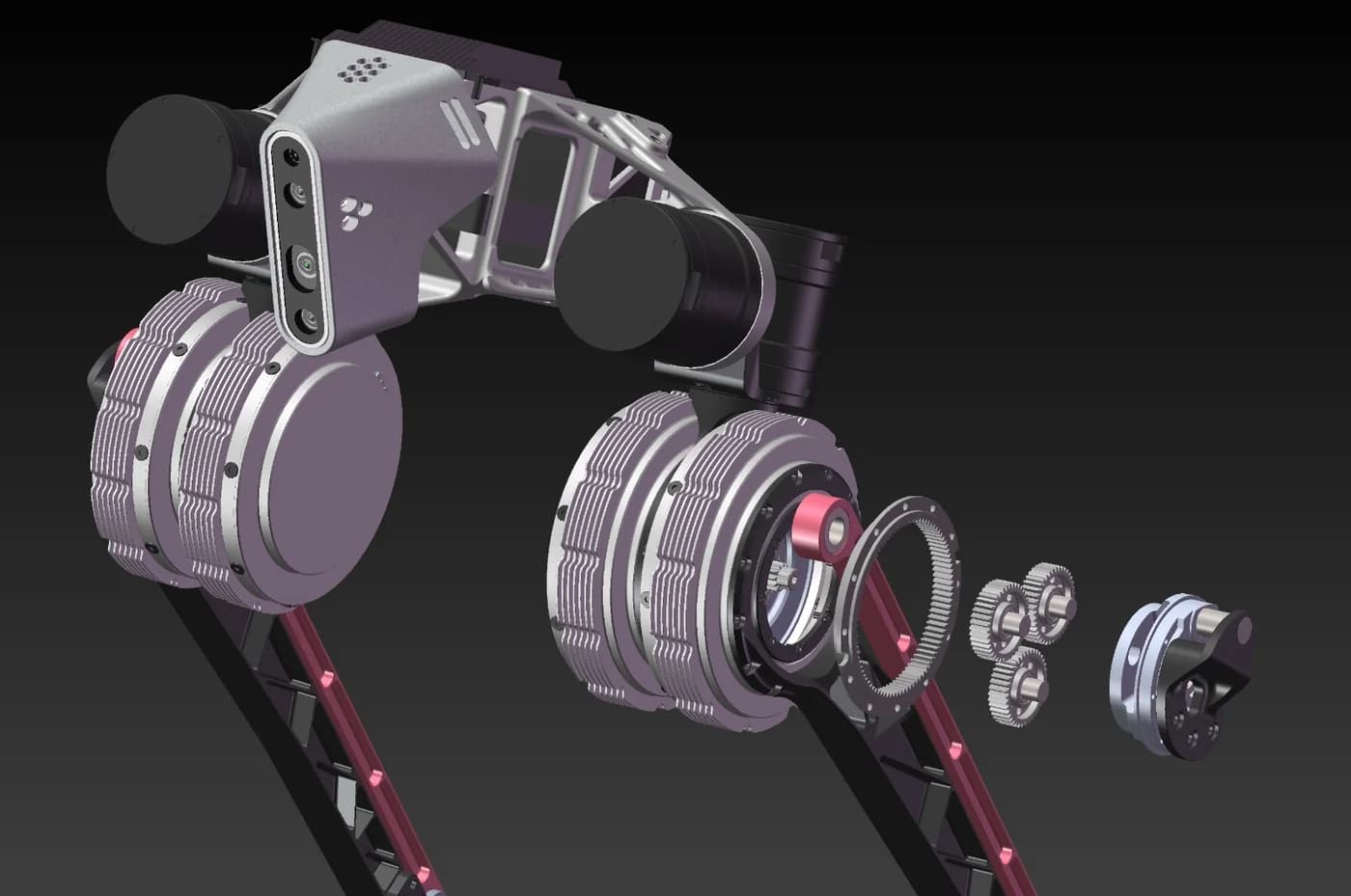 Exploded view of the custom actuator assembly