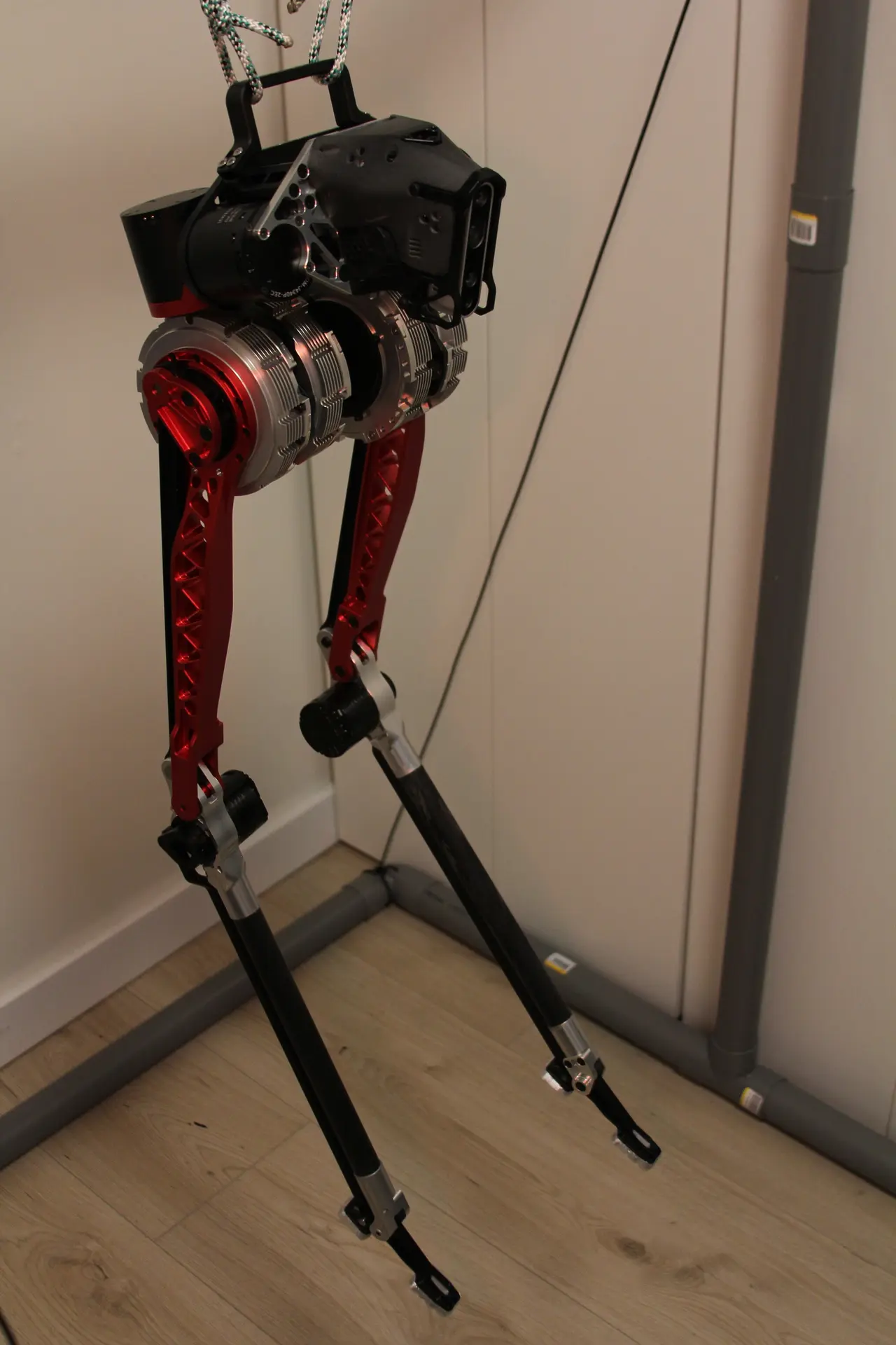 The first osstrich hardware prototype hanging from a test rig